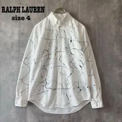 ラルフローレン ボタンダウンシャツ　ペイント加工 長袖 個性派　レディース