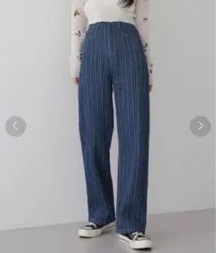 ストレートフィットストライプデニムパンツ　unemansion