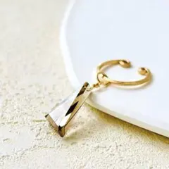 【新品・特価】14kgf スモーキークォーツの2wayイヤーカフ/スクエアワイヤ