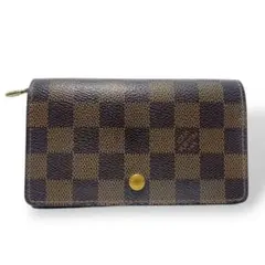 美品　ルイヴィトン　ブラウン　二つ折り財布　ダミエ　ポルトモネ・ビエ・トレゾール