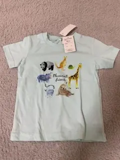 【新品未使用】動物プリント 水色 Tシャツ　95cm