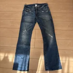 最終TRUE RELIGION BILLY ストレート ダメージ加工ブルーデニム