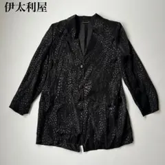 美品 伊太利屋 イタリヤ 金ボタン 清楚 ジャケット グレー系 チェック 