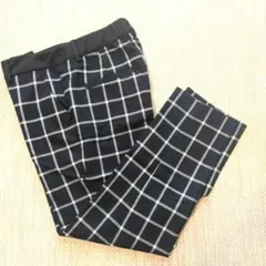新品未使用M.H.Works London紺と白のチェック柄スラックス