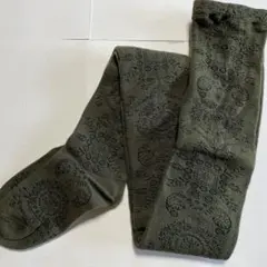 オリーブグリーン模様入りタイツ M-L