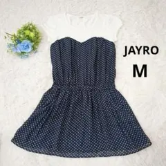 JAYROノースリーブワンピース ドッキング 白 ネイビードット 切替バイカラーのサムネイル