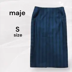 maje マージュ 美品 ストライプ タイトスカート ひざ丈 青×黒 Sサイズのサムネイル