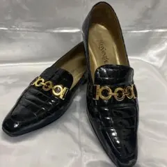 イヴサンローラン ローファー ゴールドチェーン 金具 クロコ型押し ロゴプレートのサムネイル