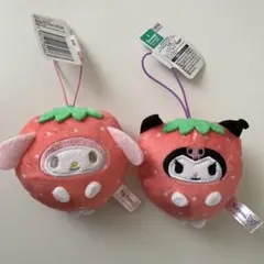 サンリオキャラクターズ　フルーツきぐるみマスコット　いちご　マイメロ　クロミ