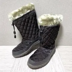 IGNIO ファー付きキルティングショートブーツ 25cm ブラウン