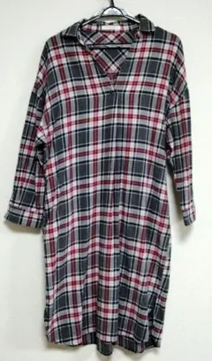 ショコラフィネローブ　ネルシャツ　ワンピース　フリーサイズ