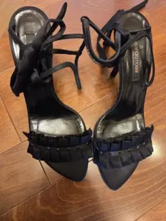 未着用Sergio Rossi 黒 リボン付きハイヒール