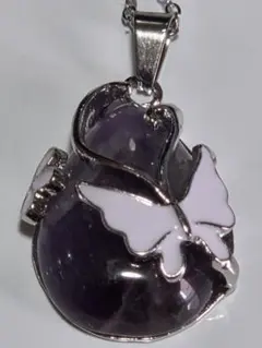 アメジスト 蝶モチーフ ネックレス