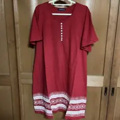 drug store's 赤 ボタン付き ロング　Tシャツ