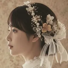 パール　成人式　前撮り　髪飾り　振袖　ウエディング　ヘアアクセサリー