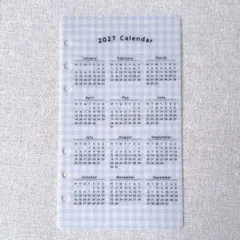 2027 カレンダー　ブルーチェック　バインダー用　リフィル　saving 手帳
