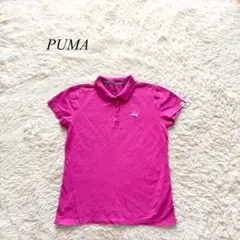 H5【プーマ】ポロシャツ　半袖　ピンク　S 刺繍　コットン　スポーツウェア