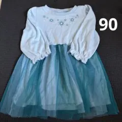アナと雪の女王　エルサのプリンセスドレス風ワンピース　90cm