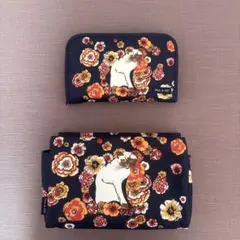 PAUL & JOE アクセサリーポーチ コスメポーチ2点セット 猫 花柄のサムネイル