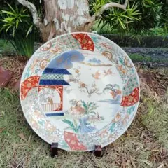 明治期 古伊万里様式 色絵松竹梅鶴文様 大飾皿 直径46.5cm - メルカリ
