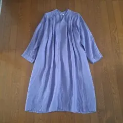 fog linen work リネン100% 長袖シャツワンピース 青銅色 - メルカリ