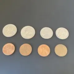 アメリカ硬貨セット 8枚セット　1セント4枚、5セント2枚、25セント2枚セット
