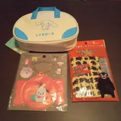 ぷりんちゃん専用 シナモロール ボストン型ポーチ 他キャラクターグッズ3点セット