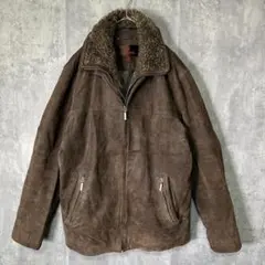 本革 レザー ジャケット ボア襟 中綿 濃茶 ヴィンテージ