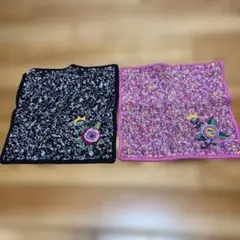 花柄刺繍ハンカチ 2色セット