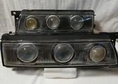 S13 シルビア 3連プロジェクター ヘッドライト 左右セット 中古のサムネイル