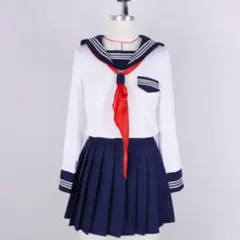 本格三本線セーラー服上質コスプレ衣装長袖ホワイトネイビートップスのみの出品XLのサムネイル