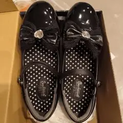 21.5〜22 Bio Fitter 黒 リボン付きフォーマルシューズ