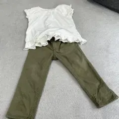 上下セット　ミリタリー系　トップス　カーキズボンセット90 H&M