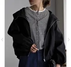 BONJOUR SAGAN ピーチスキンショートマウンテンパーカー　ブラック