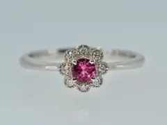 プラチナ pt900 天然ガーネット1.05ct ジュエリーリング指輪約10号半 