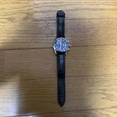 【ジャンク品】OLEVS メンズ 腕時計 クロノグラフ 黒文字盤 革ベルト