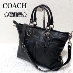 未使用級】コーチ レザー ソーホー ダブルポケット トートバッグ 黒