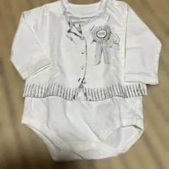 ホワイトロンパース 長袖 リボンプリント新品未使用タグなしコムサイズム