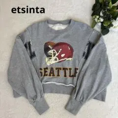 etsinta エシンタ ショートスウェット クロップド プリント スウェット