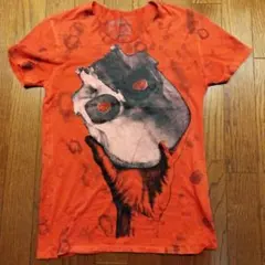 MAXSIX 切りっぱなしデザイン Tee スカル×ハンド レッド