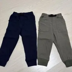 長ズボン　2着セット　グリーン　ネイビー　裏起毛