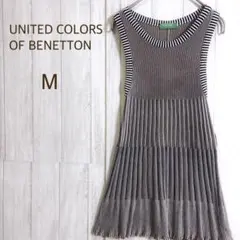 ユナイテッドカラーズオブベネトン チュニック M ニット ストライプ フレア