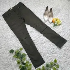 【ローリーズファーム】ストレッチパンツ　『M』　カーキ　パンツ　コットン　伸縮性