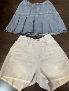 GLOBALWORK デニム　プリーツスカート　ショートパンツ　130cm