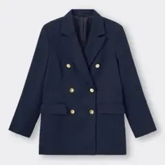 【大人気】GU ジーユー　ダブルブレストブレザー　ネイビー　紺ブレ　Lサイズ