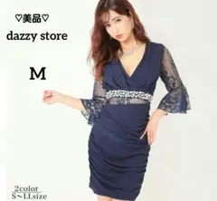 デイジーdazzy ナイトドレス キャバドレス カシュクール ビジュー レース袖