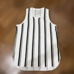 ストライプ リブ編みタンクトップ M