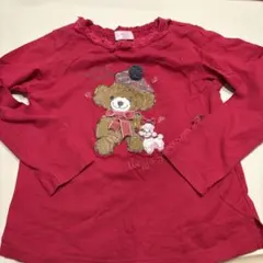 メゾピアノ 長袖カットソー テディベア　レッド