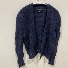 レア✨️Lucky Brand【M】 透かし編みカーディガン 紺 シンプル