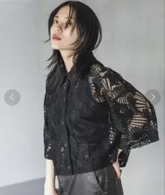 新品未使用　JEANASIS ヴィンテージレースショートシャツSS レースのサムネイル